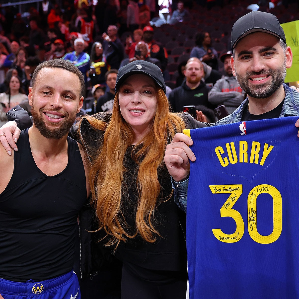 Stephen Curry, Lindsay Lohan, Bader Shammas, Golden State Warriors Game, 2024