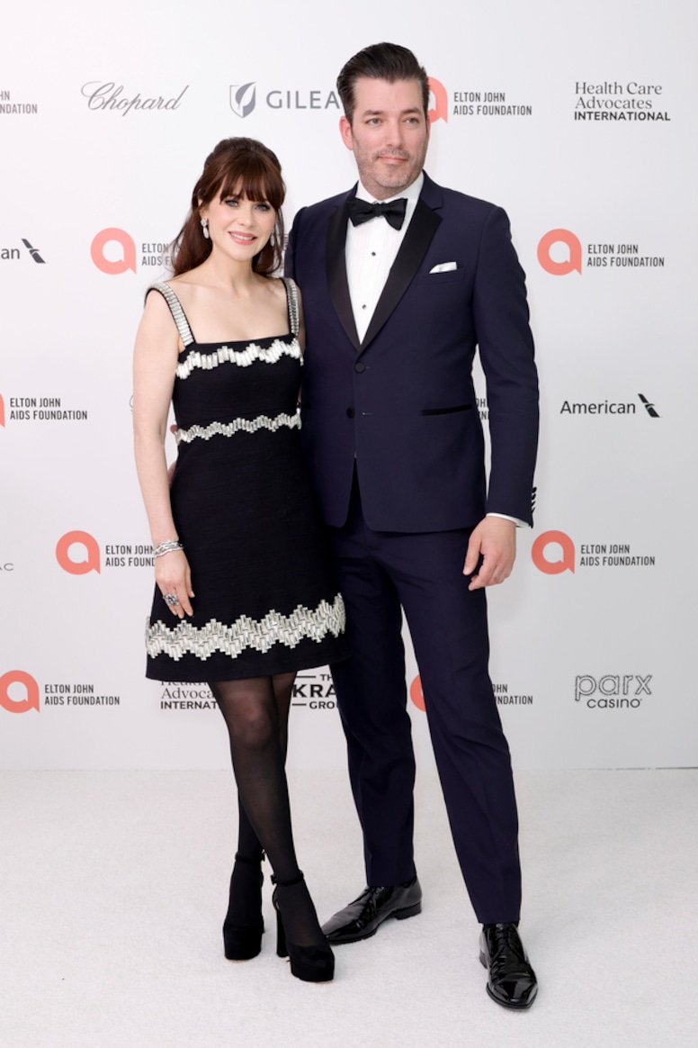 Zooey Deschanel, Jonathan Scott, Oscars 2024, Elton John AIDS Foundation's 32nd Annual Academy Awards Viewing Party