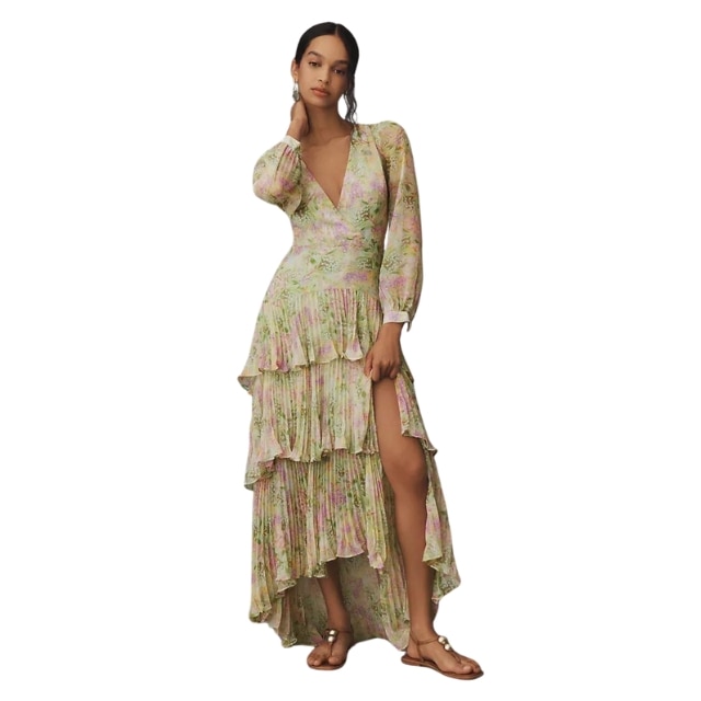 yellow striped dress Yellow Striped Tiered Maxi Dress – BLANK