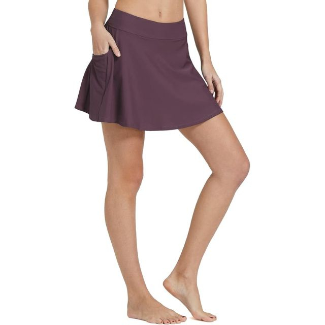  Soothfeel Women's Swim Skirt with Zipper Pockets High