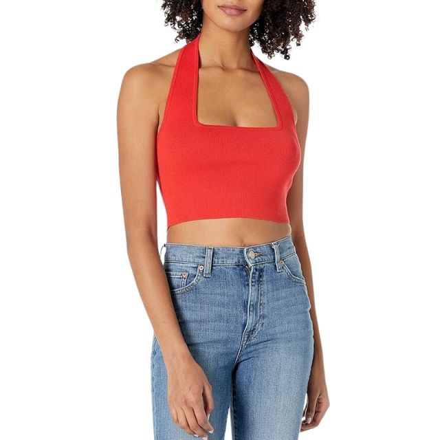 The Drop Womens Greta Fitted Square-Neck Halter Sweater Bralette :  : Clothing, Shoes & Accessories