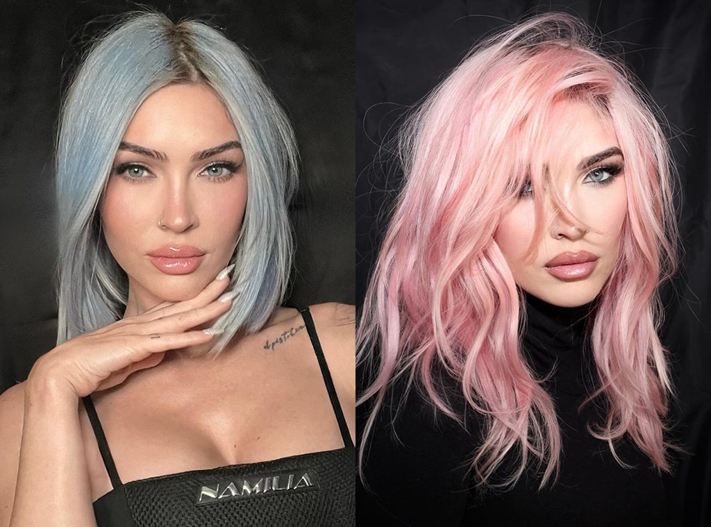 Megan Fox, Blue Hair and Pink Hair Split