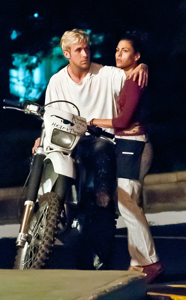 Eva Mendes, Ryan Gosling, The Place Beyond the Pines, filming, 2011