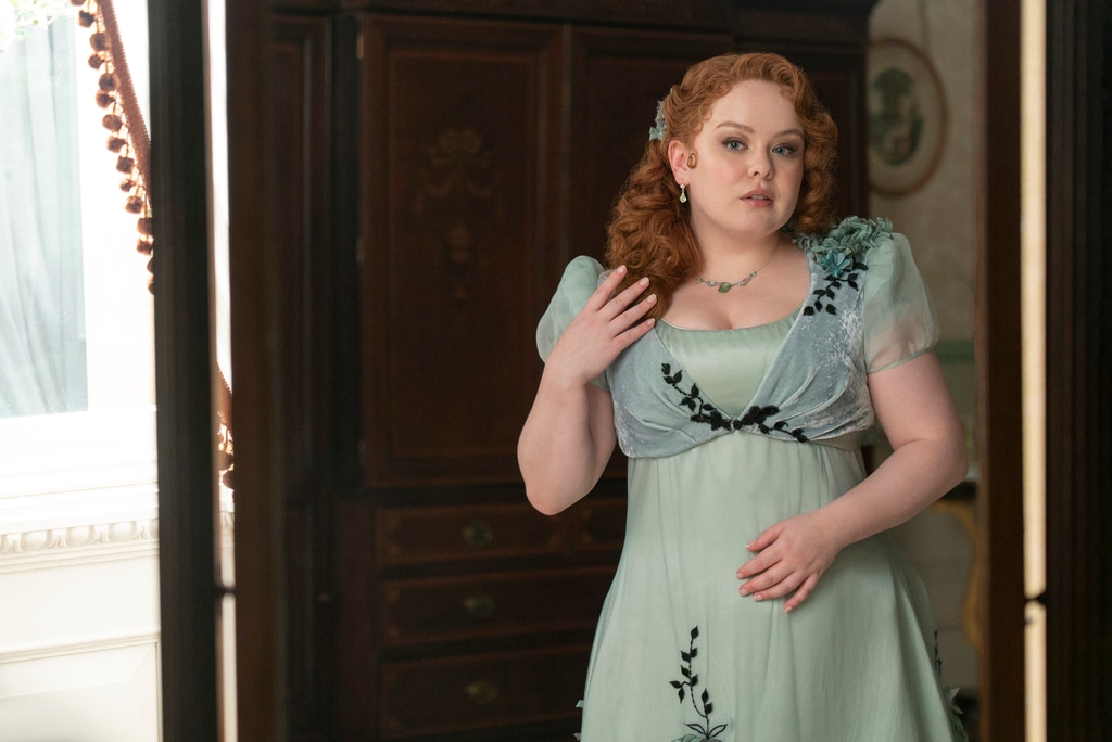 Bridgerton Season 3 still, book to screen, Penelope Featherington, Nicola Coughlan