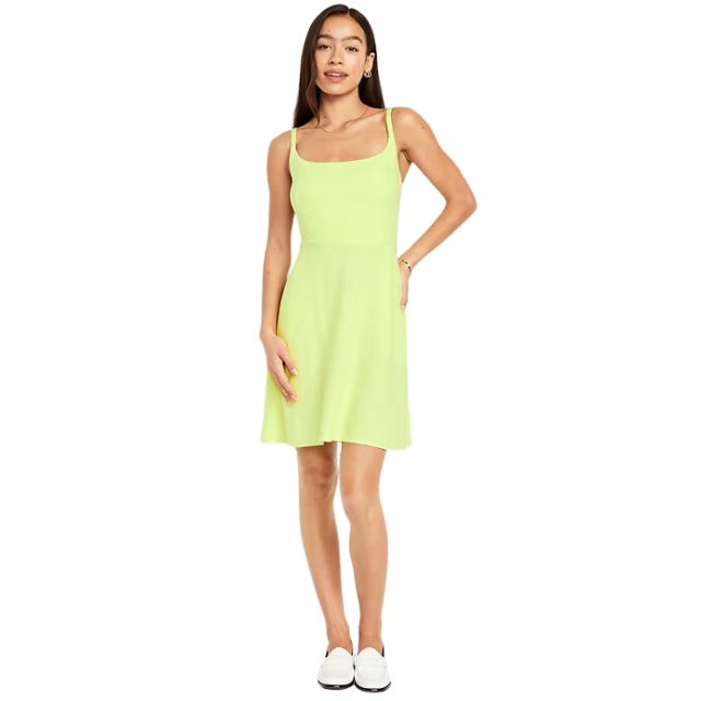 fit and flow dress Sleeveless Boatneck Fit & Flare Dress (Denim Blue) Denim Blue / XS / Regular (37 Inches) main image 0