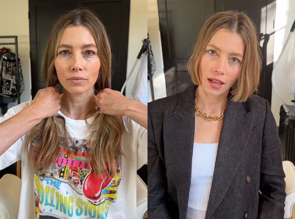 Jessica Biel, Haircut, Bob, TikTok, 2024
