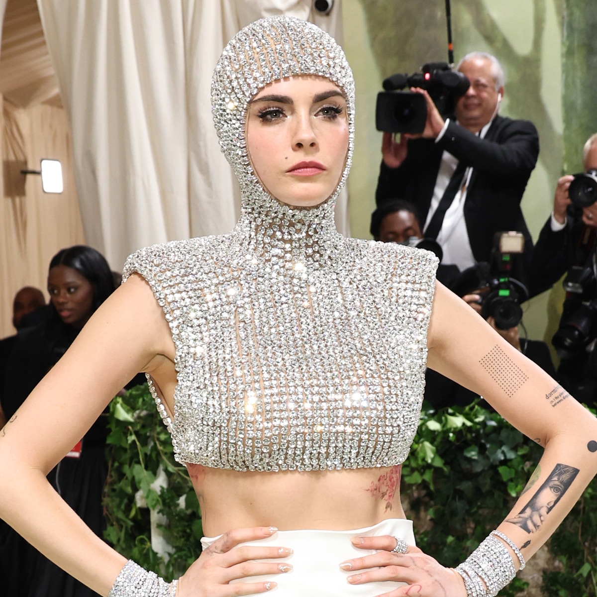 Cara Delevingne Is Covered in Diamonds With Hooded Met Gala Outfit