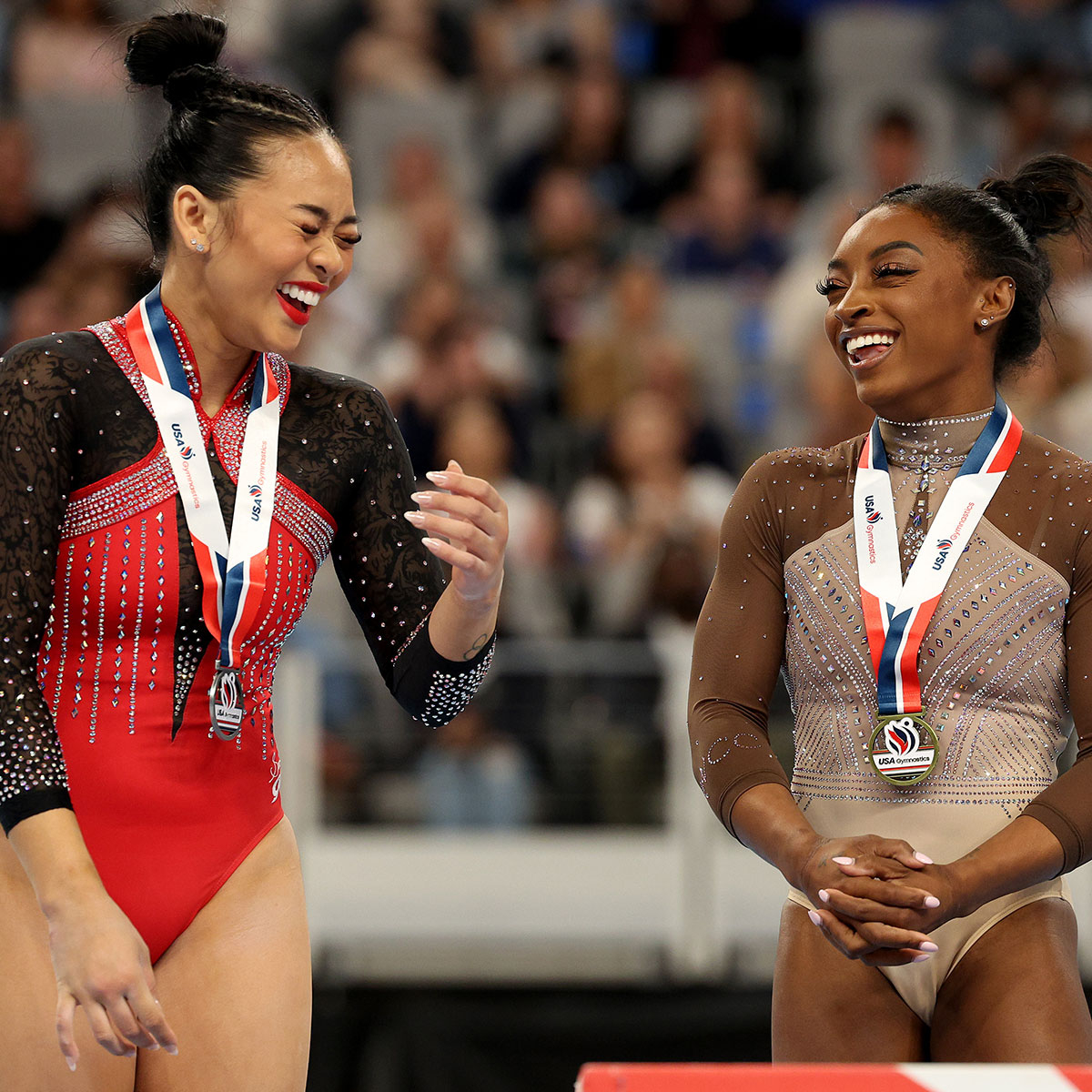 How Suni Lee & Simone Biles Support Each Other Ahead of 2024 Olympics