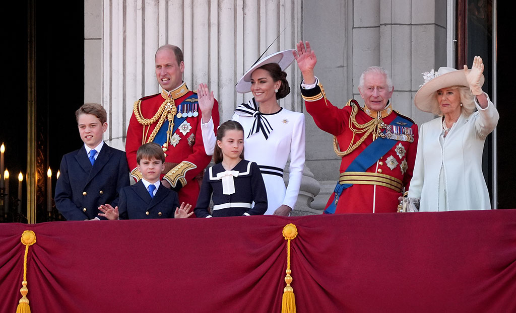 Prince Louis, Prince William, Kate Middleton, Princess Charlotte, Prince George, King Charles, Queen Camilla, Trooping the Colour 2024
