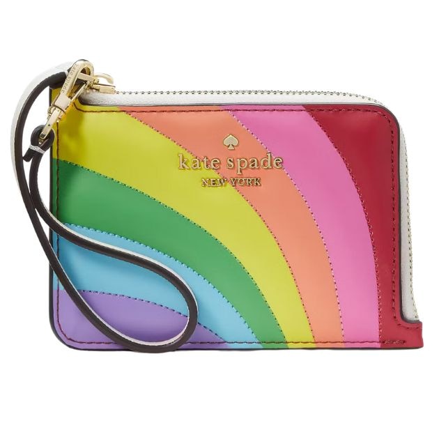 NWT Kate on sale Spade Pride Rainbow Large Zip Pouch Wrist Pebbled Leather Colorful NEW