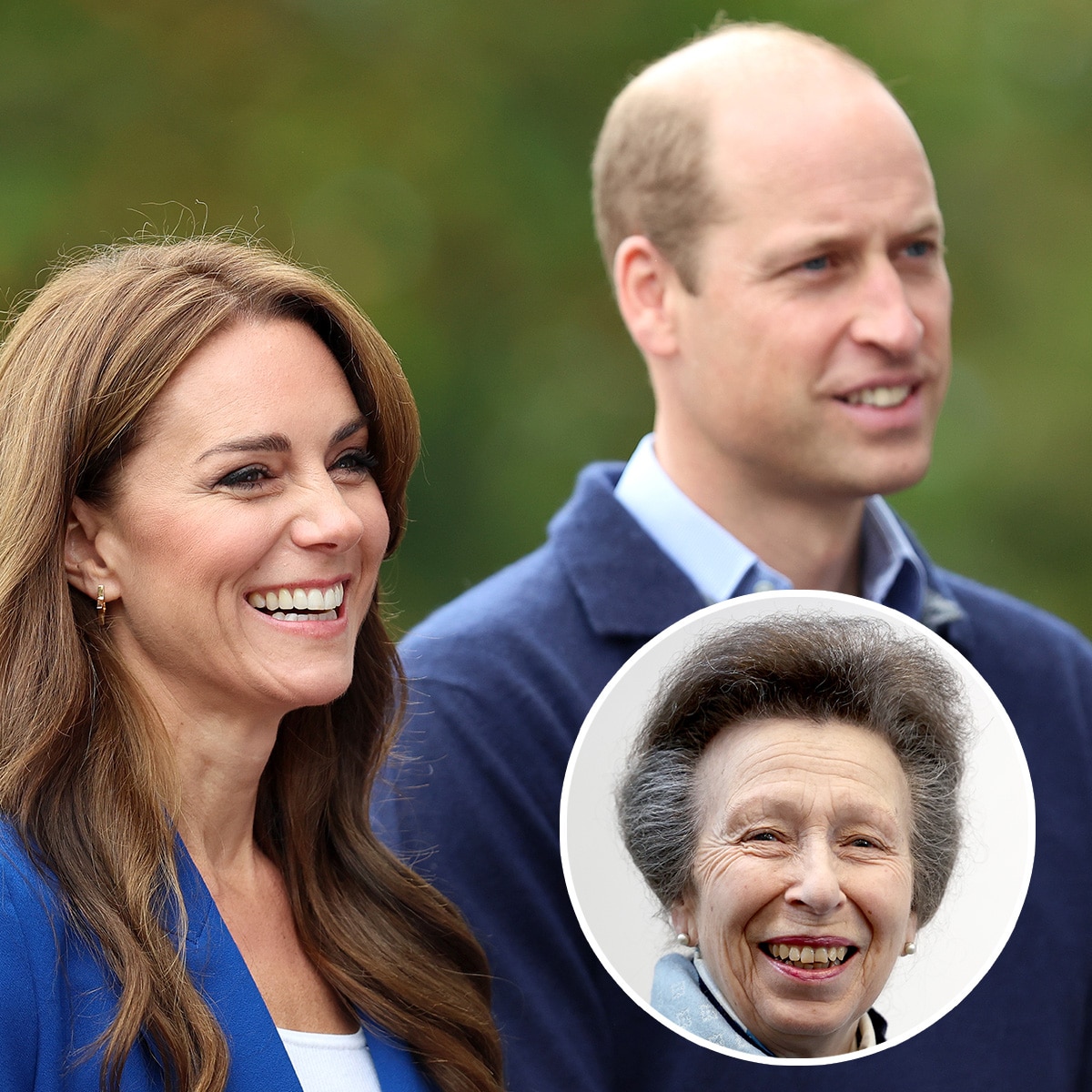 Prince William, Kate Middleton, Princess Anne inset,
