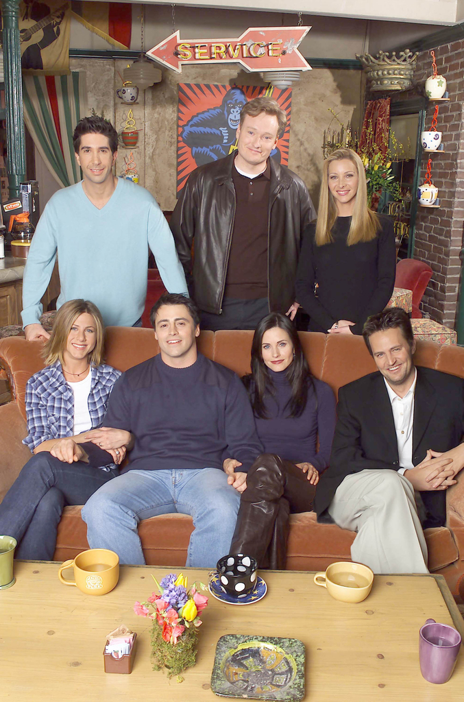 Conan OBrien, Lisa Kudrow, Matthew Perry, Jennifer Aniston, Courteney Cox, Matt LeBlanc, David Schwimmer,