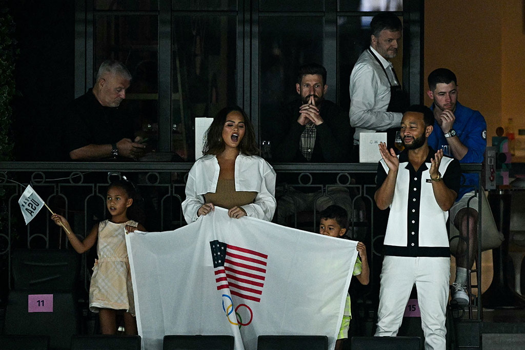 Chrissy Teigen, John Legend, Miles, Luna, Nick Jonas, Olympics 2024, Day 2, Gymnastics