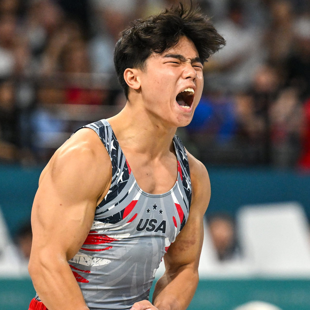 2024 Paris Olympics, Asher Hong, gymnastics, emotional photos