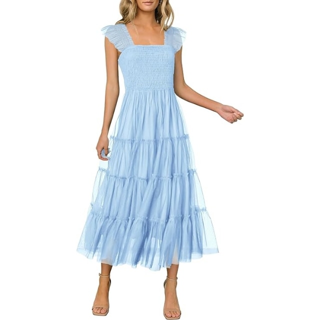 princess polly baby blue dress Sleeveless Lace Vintage Swing Dress In LIGHT BLUE main image 1
