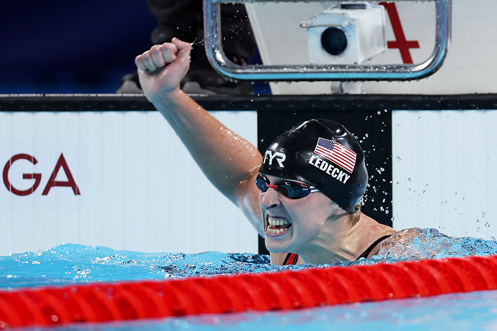 2024 Paris Olympics, Katie Ledecky, swimming, emotional photos