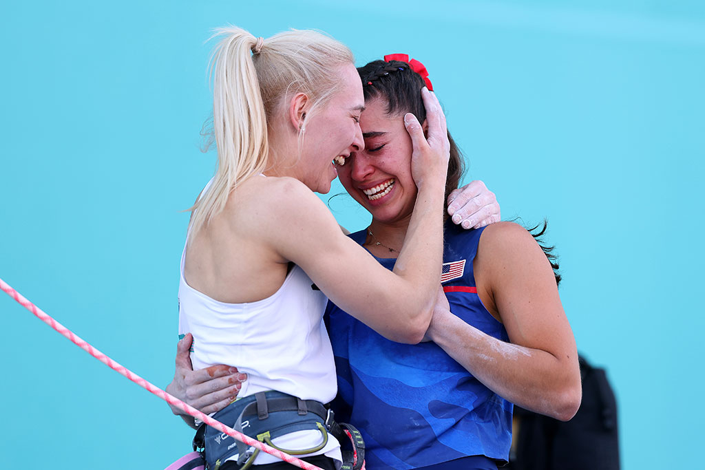 Janja Garnbret, Slovenia, Brooke Raboutou, USA, Emotional Moments, Climbing, 2024
