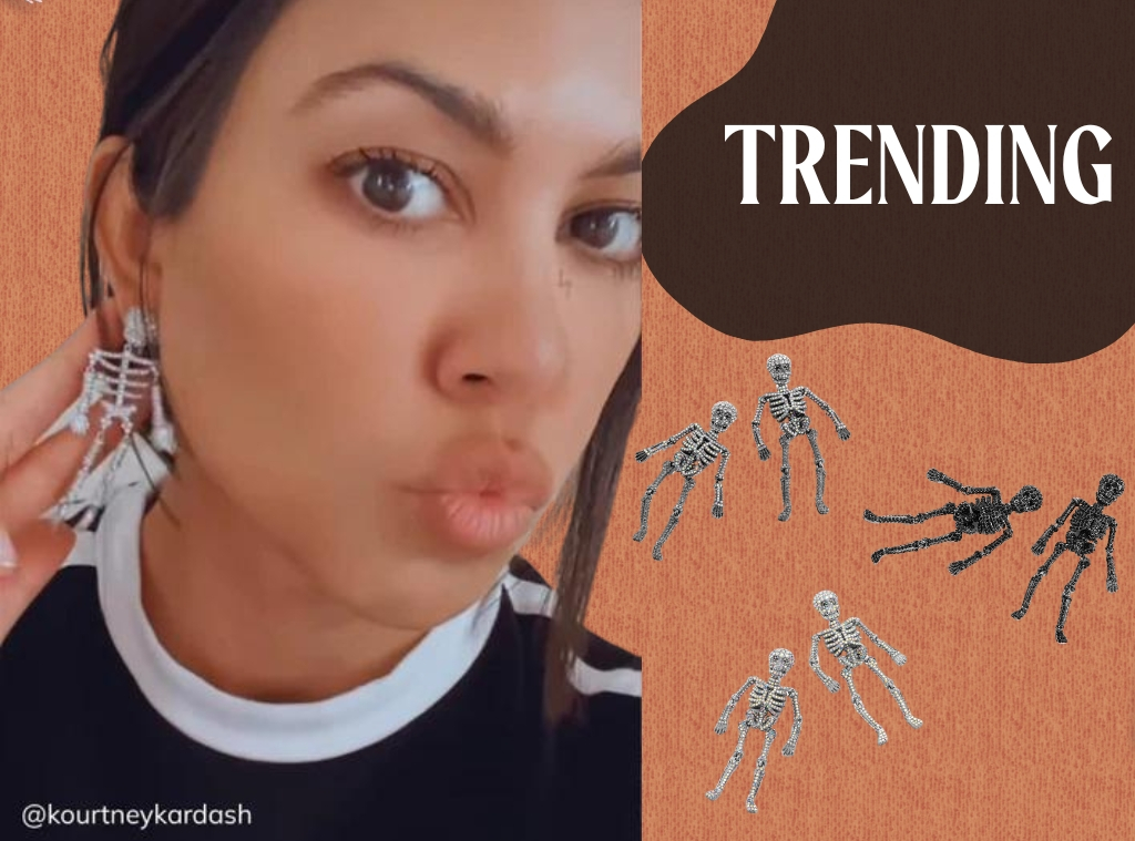 Store Kourtney Kardashian BaubleBar Halloween Skeleton Earrings 