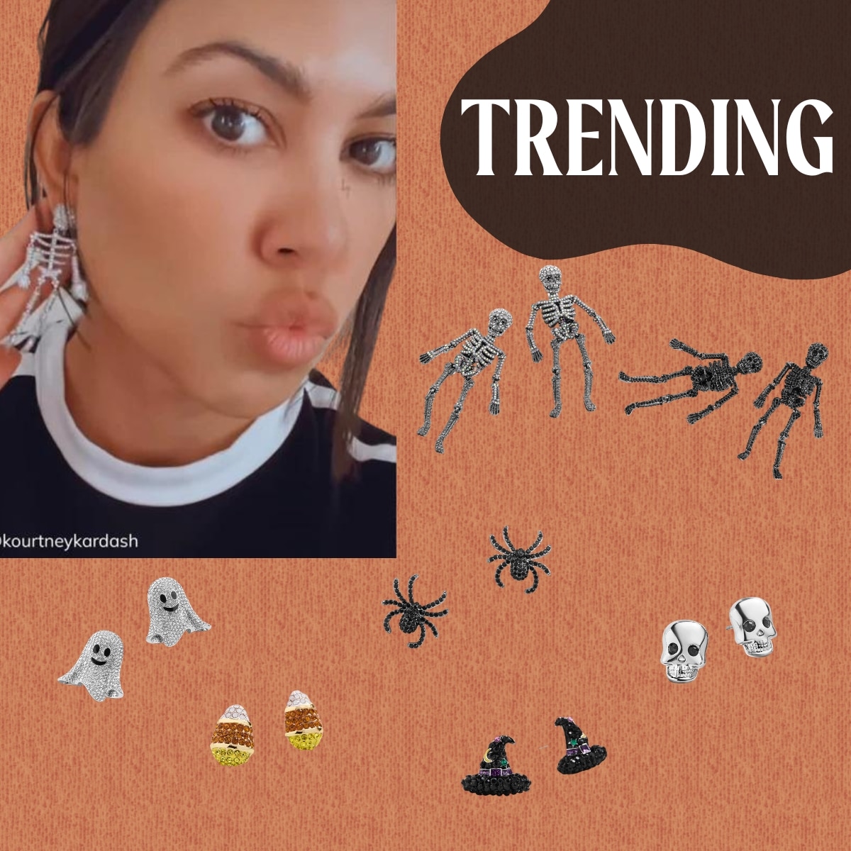 Shop Kourtney Kardashian BaubleBar Halloween Skeleton Earrings