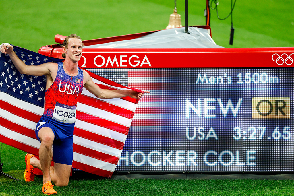 Cole Hocker, 2024 Paris Olympics, gold medal, 1500m, Team USA