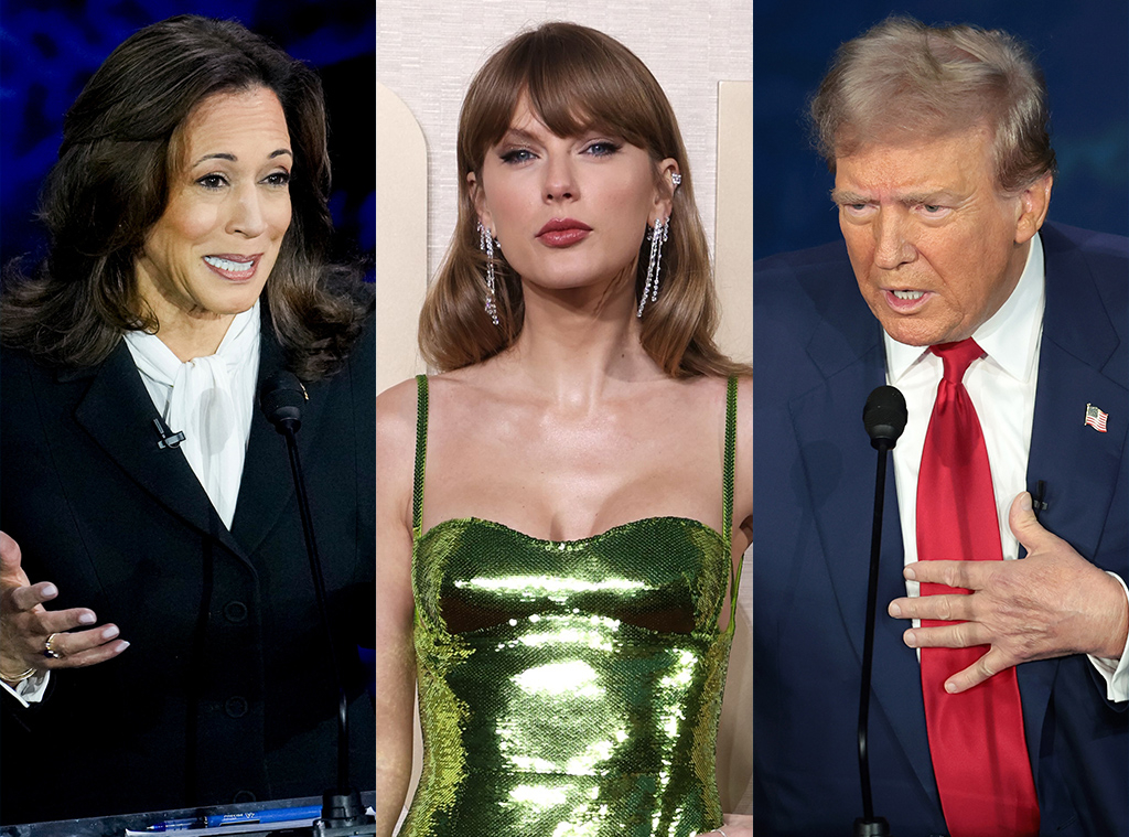 Taylor Swift, Kamala Harris, Donald Trump