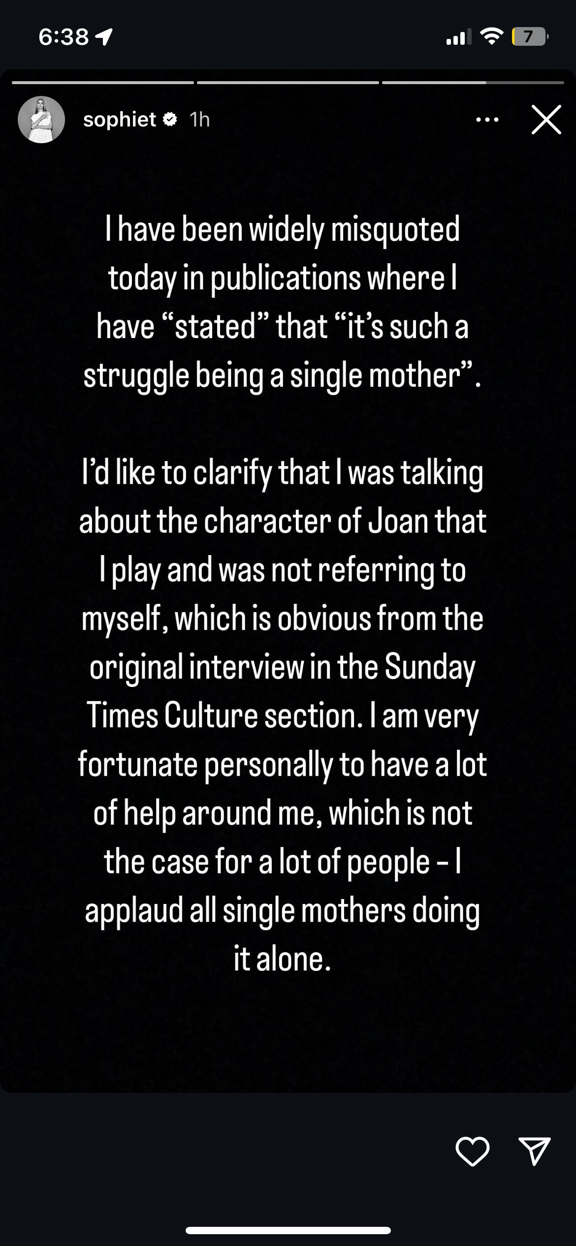 Sophie Turner Clarifies Comments About Being a Single Mother