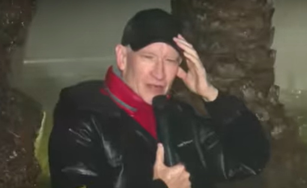 Anderson Cooper Hit With Debris During Hurricane Milton Coverage