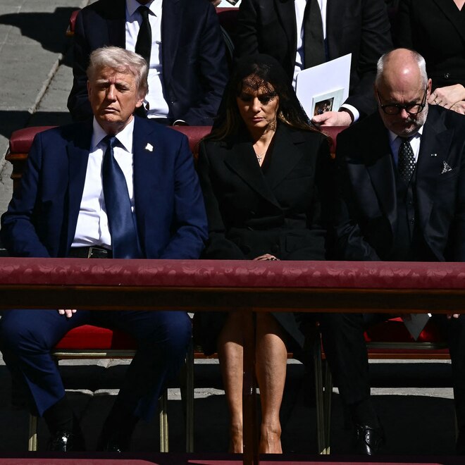 Donald Trump and Melania Trump attend Pope Francis funeral alongside Estonia's President Alar Karis and Spain's King Felipe VI