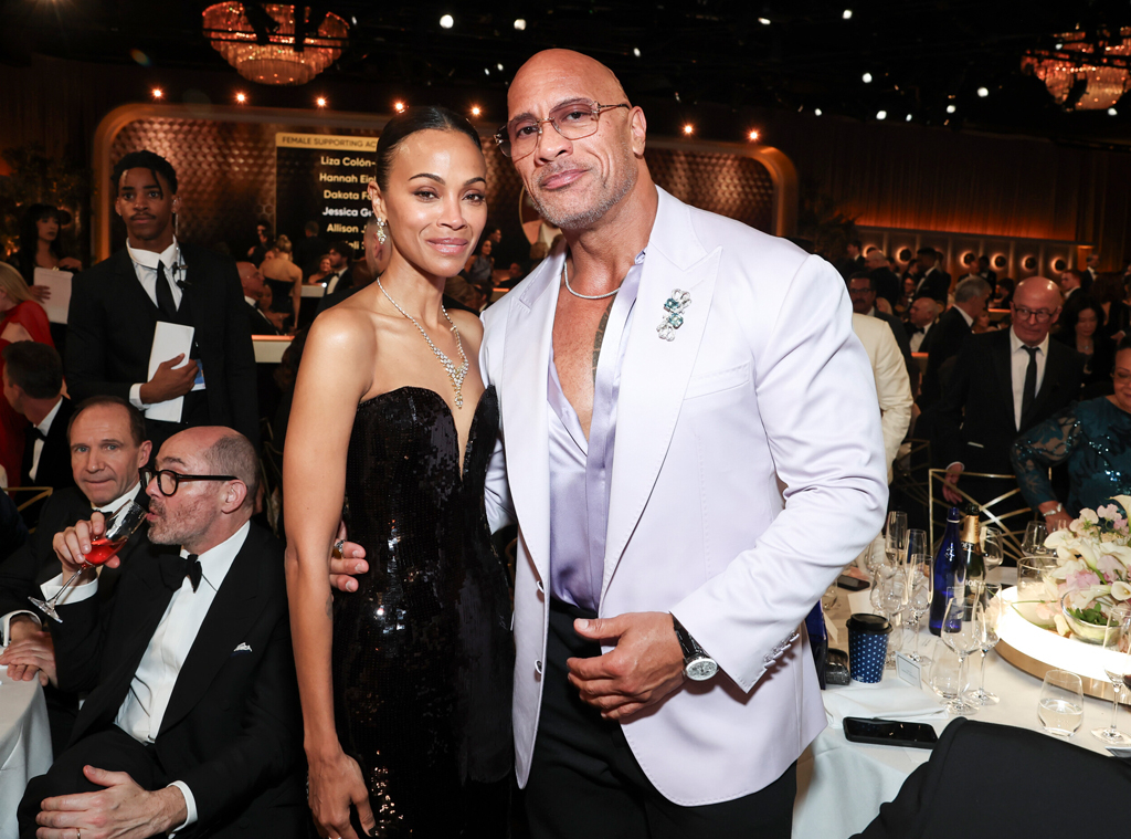 Zoe Saldana, Dwayne Johnson, 2025 Golden Globe Awards, Candids