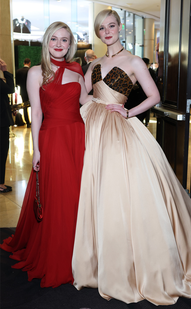 Dakota Fanning, Elle Fanning, 2025 Golden Globe Awards, Candids