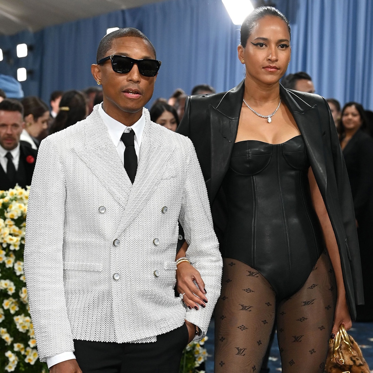 Pharrell Williams and Helen Lasichanh arrives at Met Gala 2025 red carpet