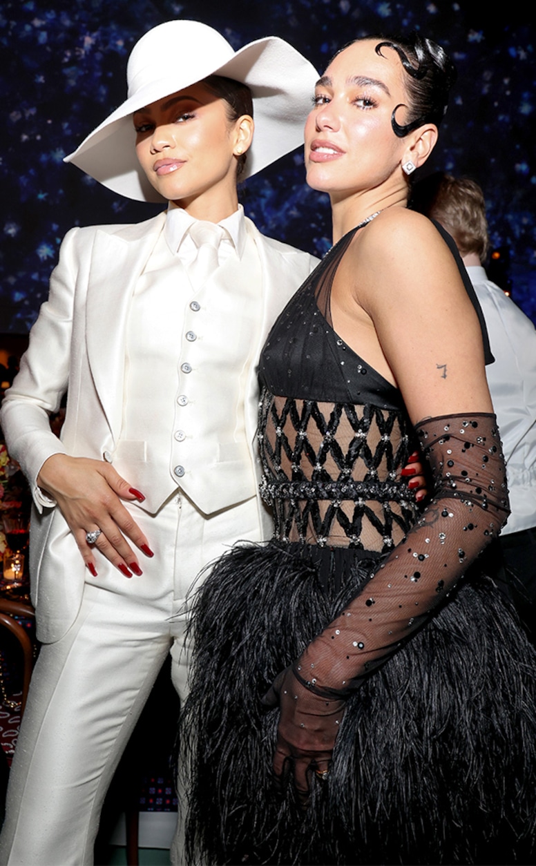 Zendaya and Dua Lipa attend the 2025 Met Gala Celebrating Superfine: Tailoring Black Style" at Metropolitan Museum of Art