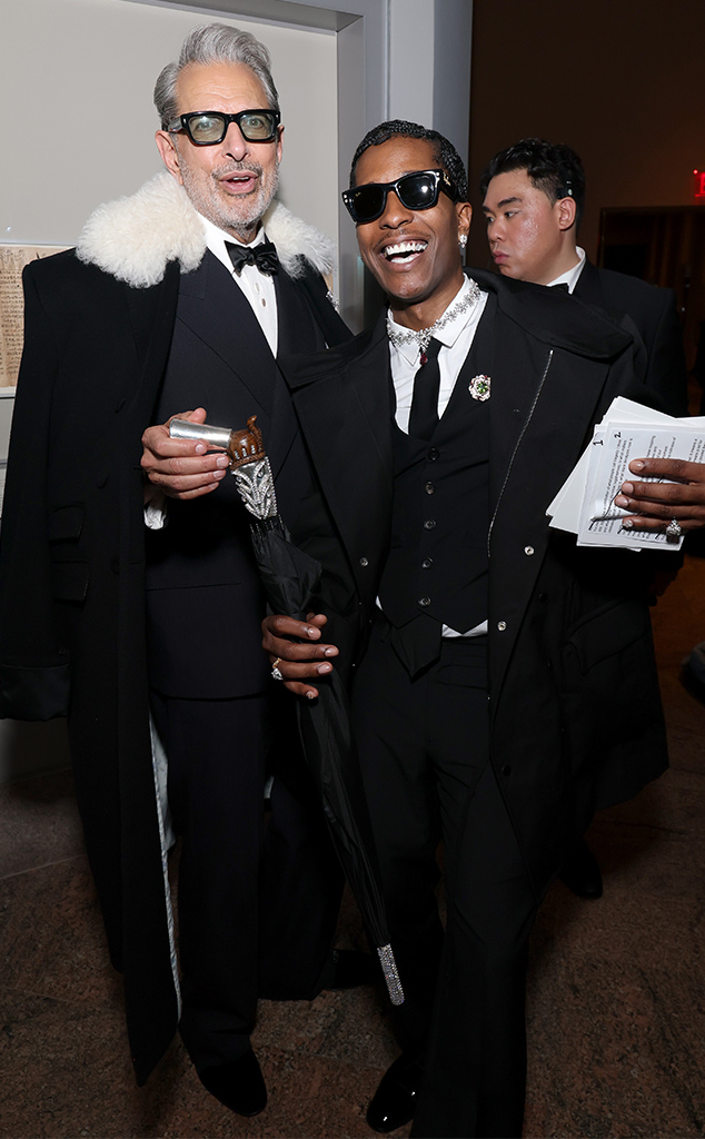 Jeff Goldblum and Met Gala Co-Chair A$AP Rocky attend the 2025 Met Gala Celebrating Superfine: Tailoring Black Style" 