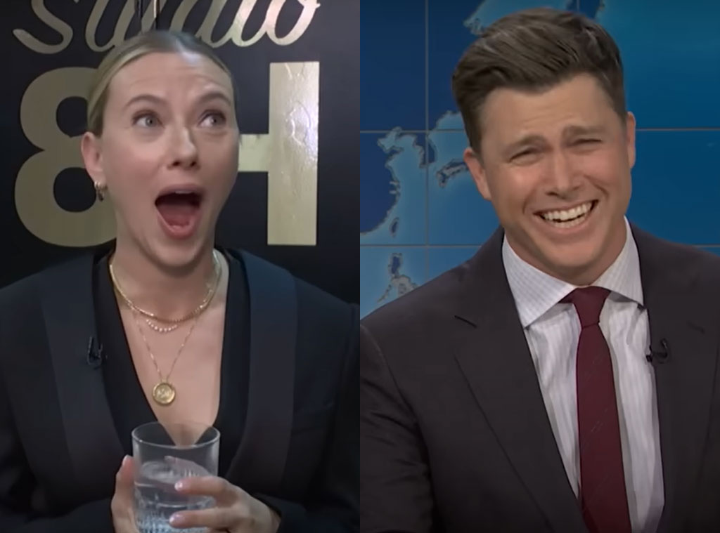 Scarlett Johansson and Colin Jost on SNL's Weekend Update Christmas Joke Swap 2024