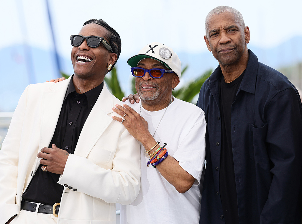 A$AP Rocky, Spike Lee and Denzel Washington pose during the Highest 2 Lowest" photocall at the 78th annual Cannes Film Festival, Big Pic