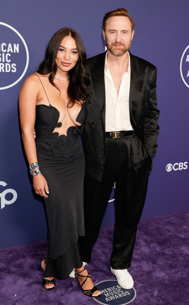 David Guetta and Jessica Ledon arrive at American Music Awards 2025 red carpet