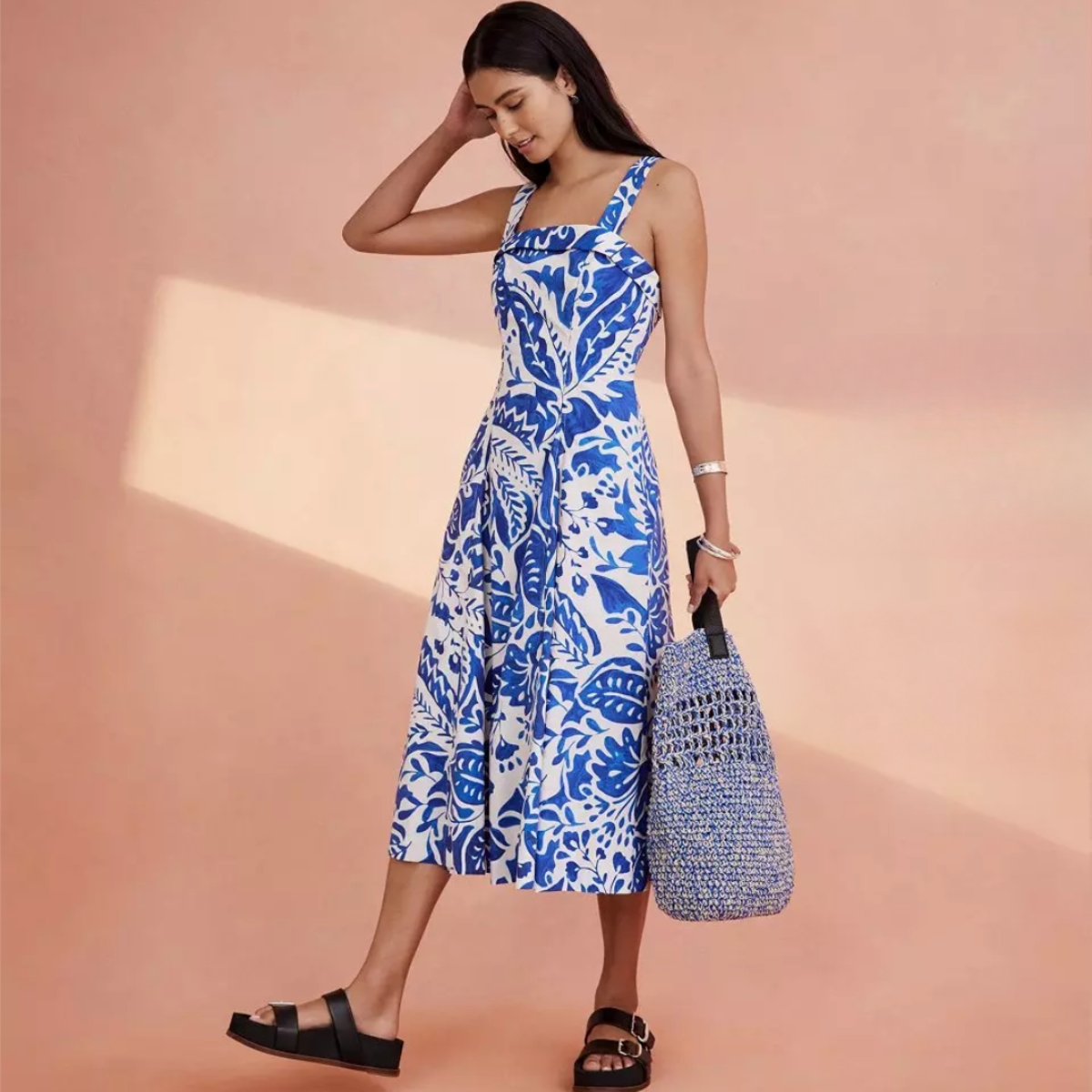 a line midi dress petite Crew Neck A-Line Midi Dress