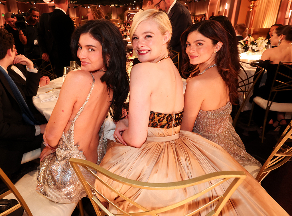 2025 Golden Globes: Kylie Jenner Chainmail Dress Was Elizabeth Hurley Nod