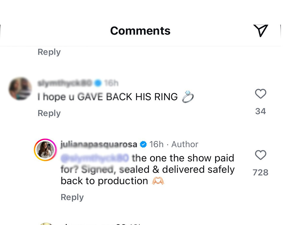 Juliana Pasquarosa Instagram Comment 