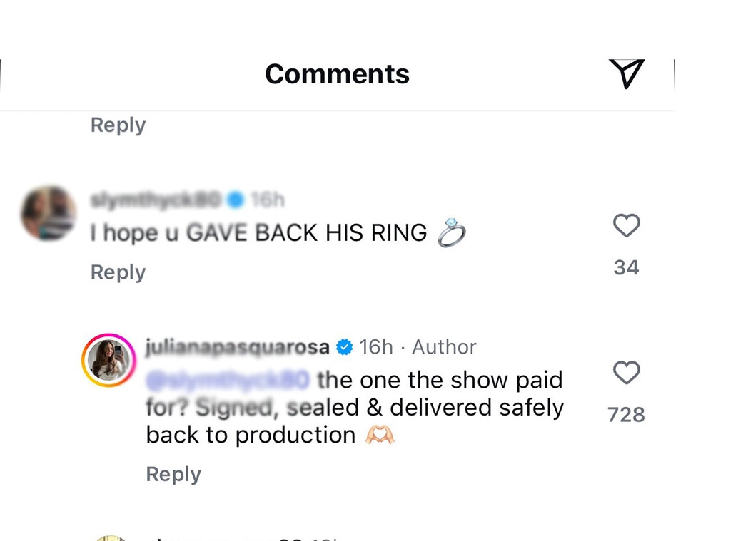 Juliana Pasquarosa Instagram Comment