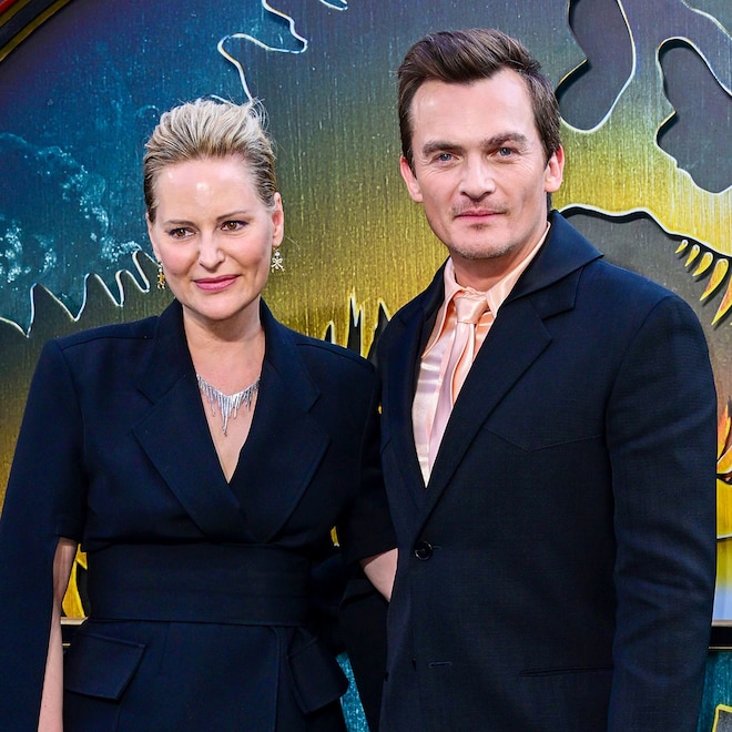 Aimee Mullins and Rupert Friend arrive on the red carpet of the Jurassic World Rebirth premiere in London.