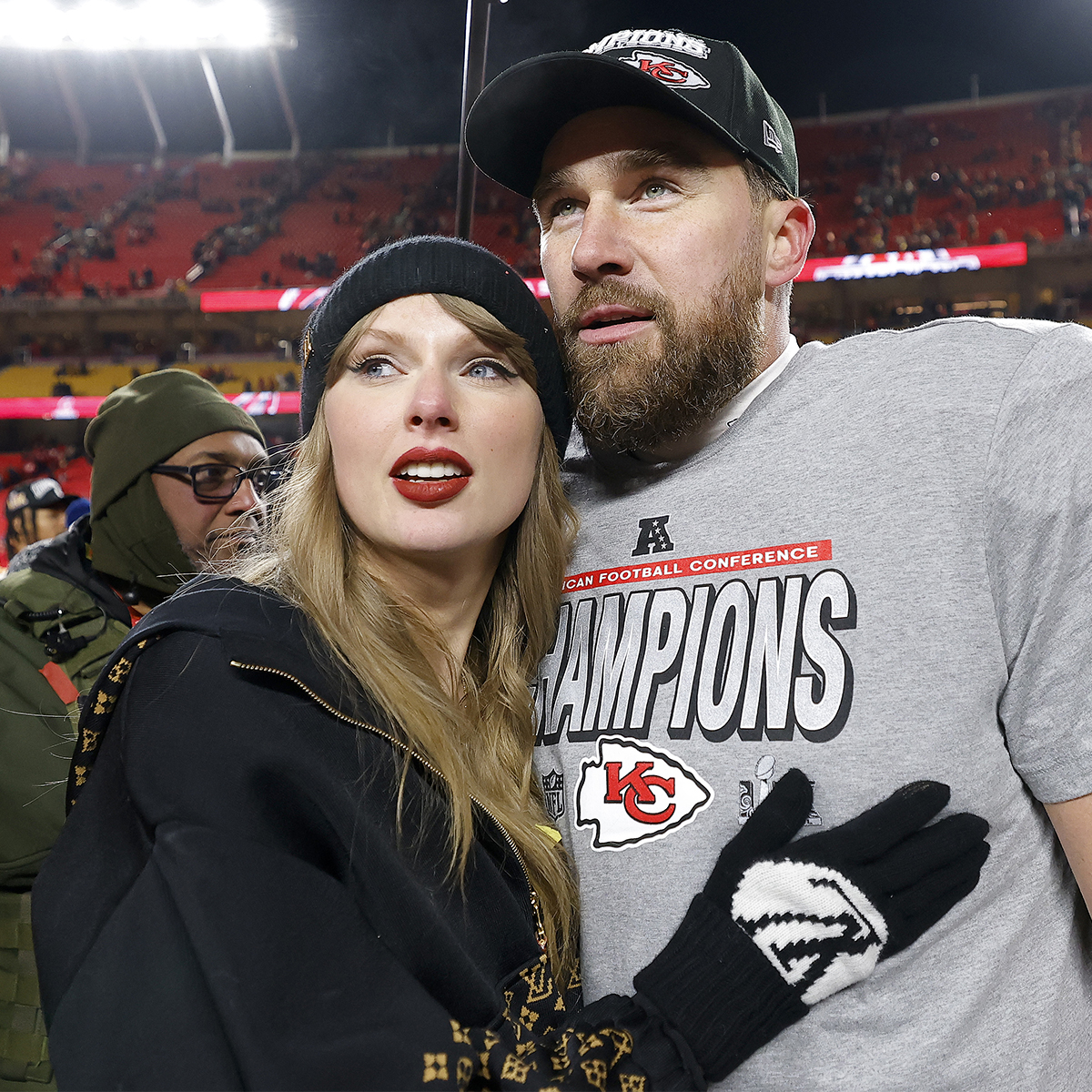 Taylor Swift, Travis Kelce Make Their Red Carpet Debut—Well, Kind Of
