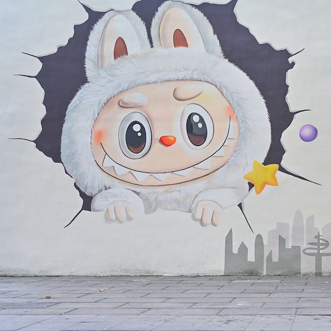 Labubu-themed graffiti