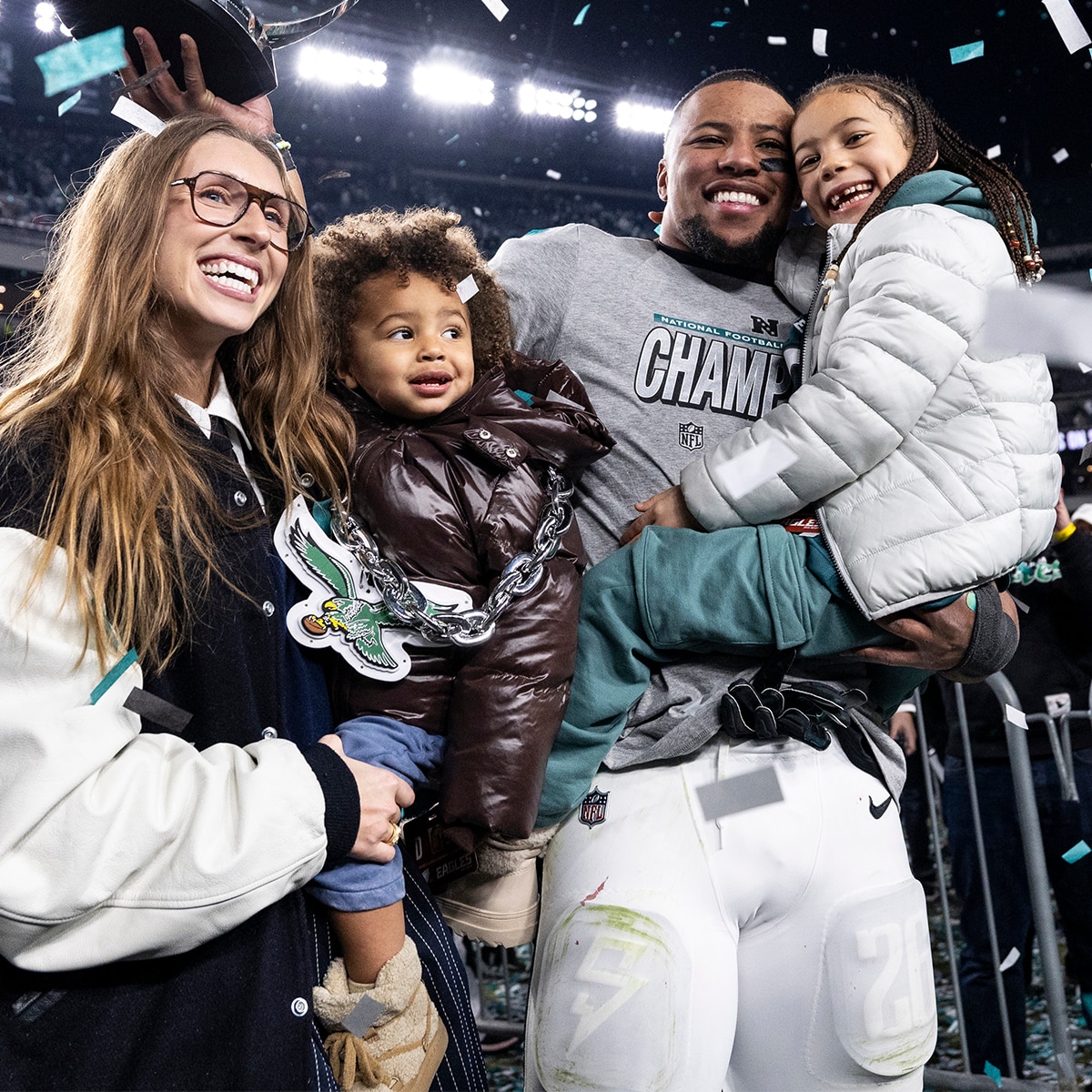 Saquon Barkley, Anna Congdon, Jada Barkley, Saquon Barkley Jr.