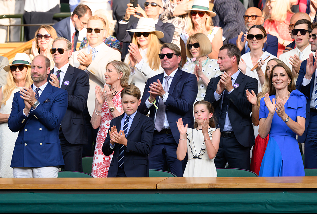 Prince William, Prince George, Princess Charlotte and Catherine, Princess of Wales at Wimbledon 2025