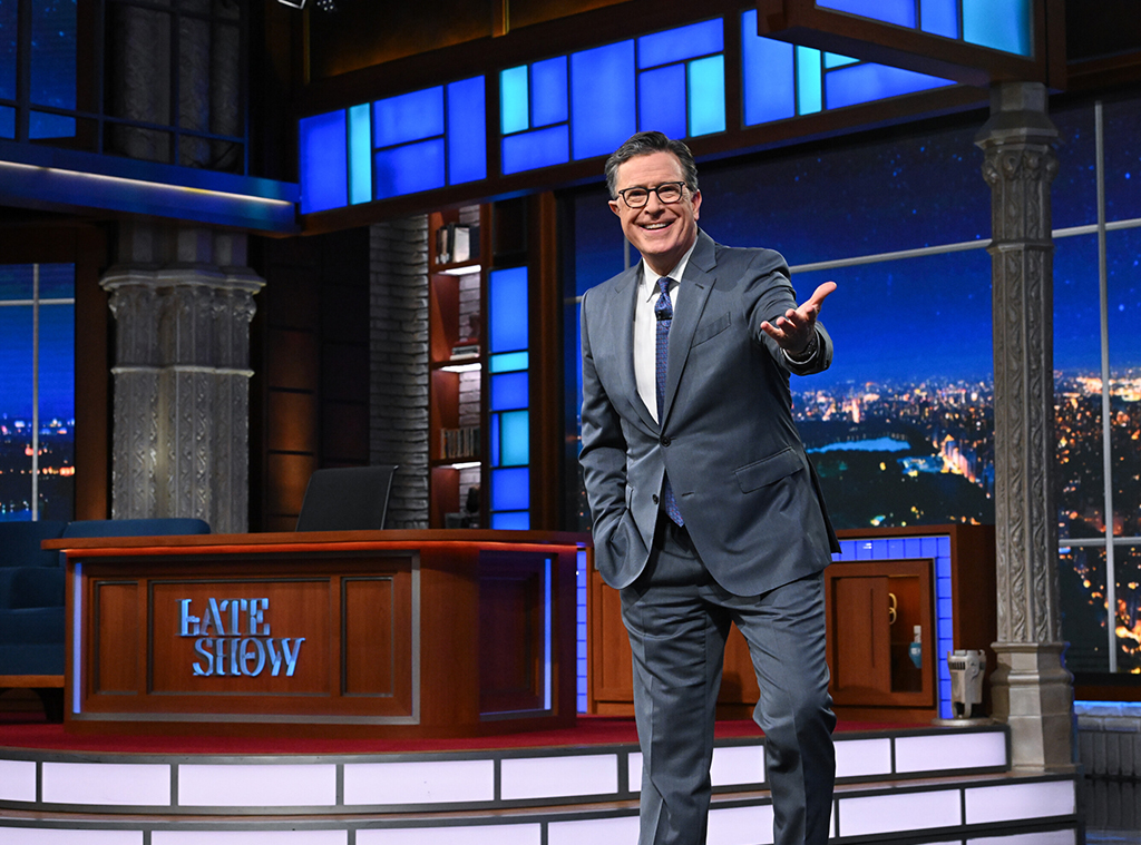 Stephen Colbert hosting The Late Show on CBS.