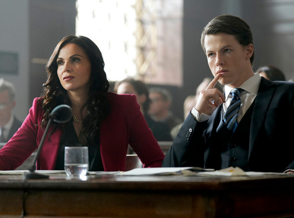 Milo Callaghan and Lana Parilla in a still from The Rainmaker on USA Network