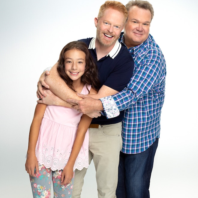 Modern Family, Aubrey Anderson-Emmons as Lily Tucker-Pritchett, Jesse Tyler Ferguson as Mitchell Pritchett, and Eric Stonestreet as Cameron Tucker