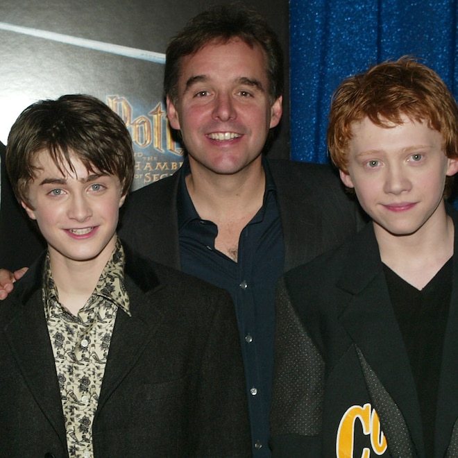 Harry Potter director Chris Columbus with co-stars Emma Watson, Daniel Radcliffe and Rupert Grint