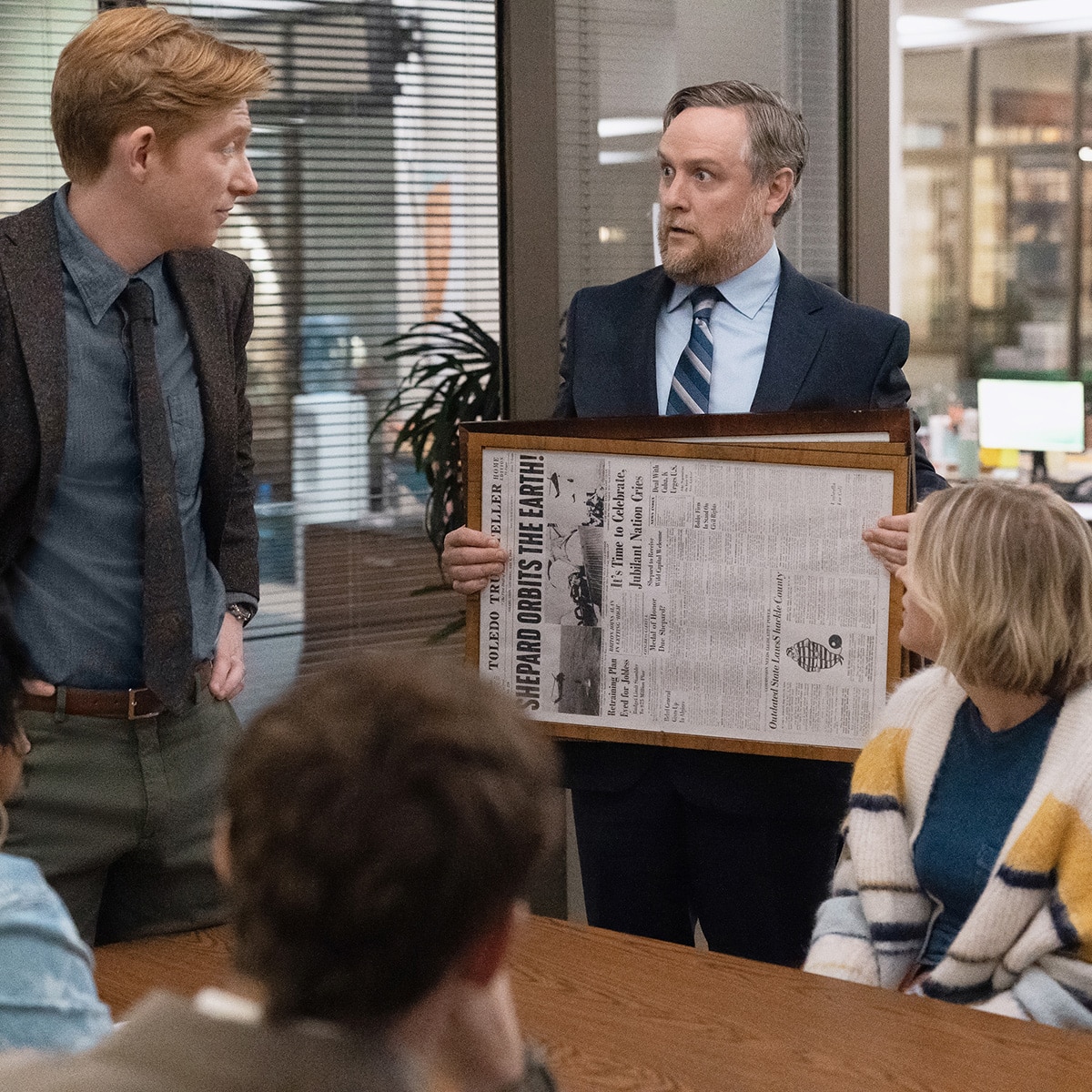 The Paper cast reacts to The Office's John Krasinski and Steve Carell visiting set